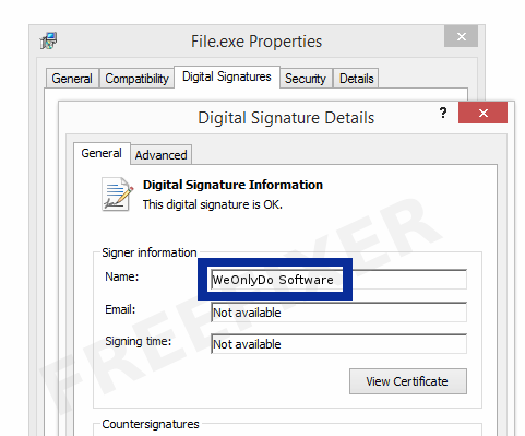 Screenshot of the WeOnlyDo Software certificate